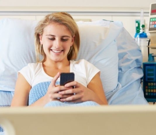 Cell Phones Newest Weapon in Fight Against Pain medical patient on cell phone