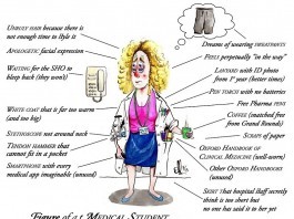 Caricatures of a Medical Student, an Intern, and a Paediatrician medical student