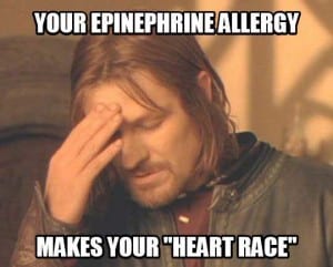 allergic to epinephrine