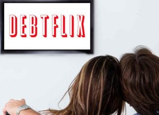 Debtflix: View School Debt On-Demand Anytime, Anywhere Couple watching TV