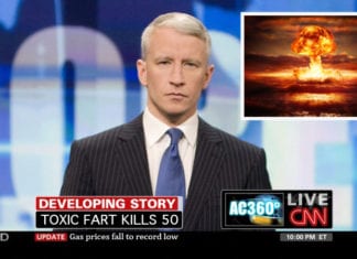 Breaking News: Fart of the Century Kills 50 fart, CNN, Anderson Cooper