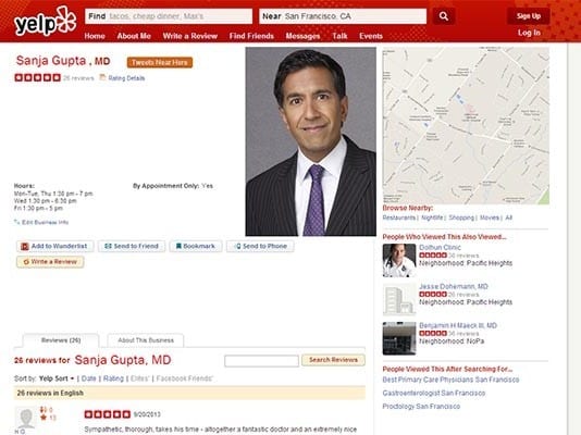 Patient “Catfished” by Doctor, Angry That Yelp Profile Was Not Dr. Sanjay Gupta