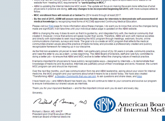 American Board of Internal Medicine on MOC: “Our Intern Got It Wrong” abim