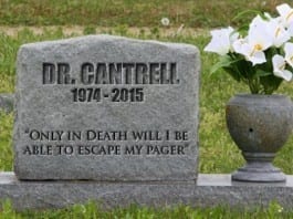 Another Doctor is Paged to Death tombstone of doctor