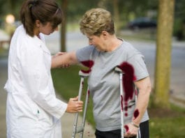 Woman Not Sure if She’s Using Crutches Correctly bloody armpits, bleeding armpits