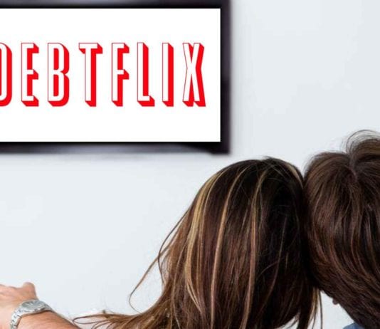 Debtflix: View School Debt On-Demand Anytime, Anywhere Couple watching TV