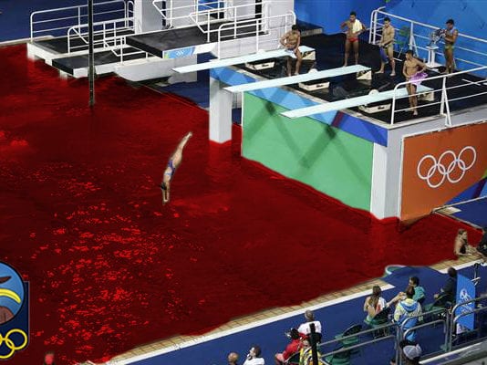 Olympic Officials Apologize for Pools Filled with Blood blood, pool