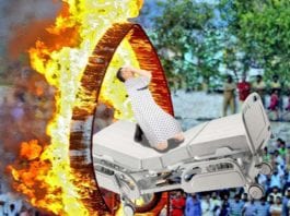 Daredevil Patient on Bed Jumps Through Ring of Fire