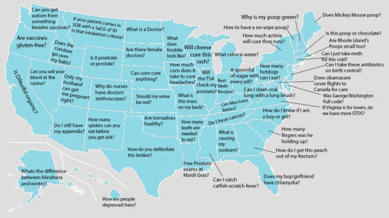 Most Popular Medical Questions of 2016 by State