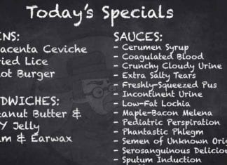 Improved Cafeteria Menu Offers Choice of Bodily Fluids cafeteria bodily fluids