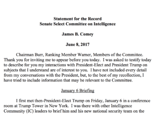 Comey Opening Statement Lacks HPI, Family History, Review of Systems Comey opening statement