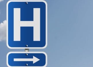 To Control Patient Volumes, Hospital Takes Down Hospital Signs Within 5-Mile Radius blue hospital sign hospital signs