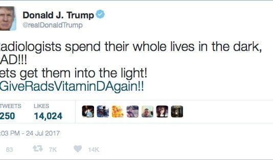 Trump Tweets About Several Medical Specialties